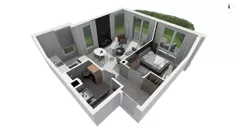 2 pokoje, apartament 42,90 m², piętro 3, oferta nr DANT_DANT_A1.4.4, Ukryte, Gdańsk, Aniołki, ul. Dantyszka