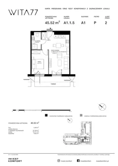 2 pokoje, apartament 45,52 m², parter, oferta nr WITA_A_A1.1.5, Wita 77, Gdańsk, Strzyża, ul. Wita Stwosza 77