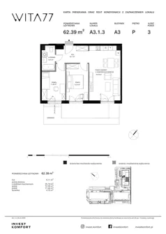 3 pokoje, apartament 62,39 m², parter, oferta nr WITA_A_A3.1.3, Wita 77, Gdańsk, Strzyża, ul. Wita Stwosza 77