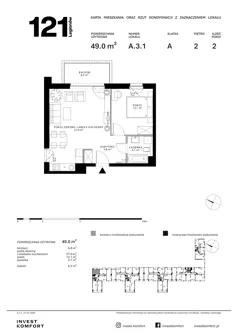 2 pokoje, apartament 49,00 m², piętro 2, oferta nr CYLK_CYLK_A.3.1, Legionów 121, Gdynia, Redłowo, ul. Legionów 121
