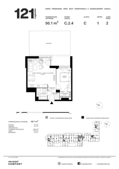 2 pokoje, apartament 50,10 m², piętro 1, oferta nr CYLK_CYLK_C.2.4, Legionów 121, Gdynia, Redłowo, ul. Legionów 121