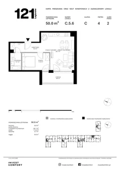 2 pokoje, apartament 50,00 m², piętro 4, oferta nr CYLK_CYLK_C.5.6, Legionów 121, Gdynia, Redłowo, ul. Legionów 121