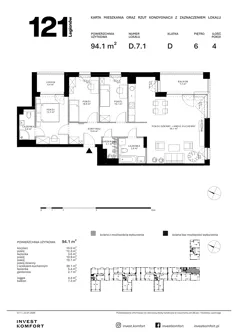 4 pokoje, apartament 94,10 m², piętro 6, oferta nr CYLK_CYLK_D.7.1, Legionów 121, Gdynia, Redłowo, ul. Legionów 121