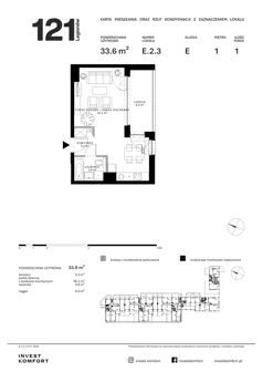 1 pokój, apartament 33,60 m², piętro 1, oferta nr CYLK_CYLK_E.2.3, Legionów 121, Gdynia, Redłowo, ul. Legionów 121