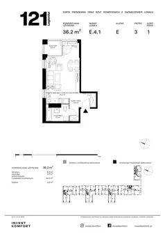 1 pokój, apartament 36,20 m², piętro 3, oferta nr CYLK_CYLK_E.4.1, Legionów 121, Gdynia, Redłowo, ul. Legionów 121