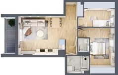 3 pokoje, mieszkanie 60,07 m², piętro 1, oferta nr 68c/35, Wiślane Klimaty, Kraków, Podgórze, Płaszów, ul. Myśliwska