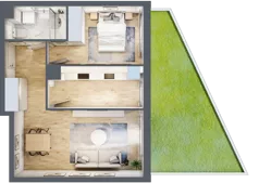 2 pokoje, mieszkanie 44,64 m², parter, oferta nr 68c/34, Wiślane Klimaty, Kraków, Podgórze, Płaszów, ul. Myśliwska
