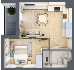 2 pokoje, mieszkanie 34,46 m², piętro 1, oferta nr 68c/37, Wiślane Klimaty, Kraków, Podgórze, Płaszów, ul. Myśliwska