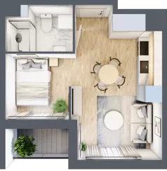 1 pokój, mieszkanie 27,66 m², piętro 3, oferta nr 68c/17, Wiślane Klimaty, Kraków, Podgórze, Płaszów, ul. Myśliwska
