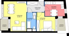 2 pokoje, mieszkanie 54,73 m², piętro 4, oferta nr 15/36, Marcova Connect, Kraków, Podgórze Duchackie, Wola Duchacka, ul. Marcowa