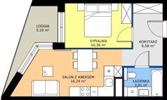 2 pokoje, mieszkanie 37,09 m², piętro 1, oferta nr 15/57, Marcova Connect, Kraków, Podgórze Duchackie, Wola Duchacka, ul. Marcowa