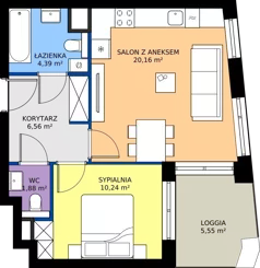2 pokoje, mieszkanie 43,23 m², piętro 5, oferta nr 15/24, Marcova Connect, Kraków, Podgórze Duchackie, Wola Duchacka, ul. Marcowa