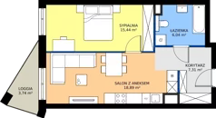 2 pokoje, mieszkanie 47,68 m², piętro 2, oferta nr 15/62, Marcova Connect, Kraków, Podgórze Duchackie, Wola Duchacka, ul. Marcowa