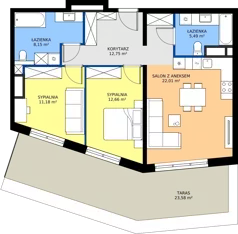 3 pokoje, mieszkanie 72,24 m², piętro 6, oferta nr 15/80, Marcova Connect, Kraków, Podgórze Duchackie, Wola Duchacka, ul. Marcowa