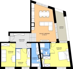 4 pokoje, mieszkanie 89,11 m², piętro 2, oferta nr 15/64, Marcova Connect, Kraków, Podgórze Duchackie, Wola Duchacka, ul. Marcowa