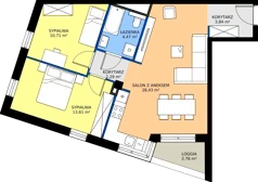 3 pokoje, mieszkanie 63,35 m², piętro 1, oferta nr 15/55, Marcova Connect, Kraków, Podgórze Duchackie, Wola Duchacka, ul. Marcowa