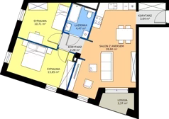 3 pokoje, mieszkanie 63,35 m², piętro 2, oferta nr 15/60, Marcova Connect, Kraków, Podgórze Duchackie, Wola Duchacka, ul. Marcowa