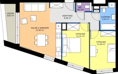 3 pokoje, mieszkanie 61,47 m², piętro 2, oferta nr 15/9, Marcova Connect, Kraków, Podgórze Duchackie, Wola Duchacka, ul. Marcowa