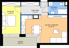 2 pokoje, mieszkanie 47,89 m², piętro 3, oferta nr 15/12, Marcova Connect, Kraków, Podgórze Duchackie, Wola Duchacka, ul. Marcowa