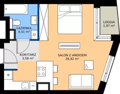 1 pokój, mieszkanie 34,91 m², piętro 1, oferta nr 15/4, Marcova Connect, Kraków, Podgórze Duchackie, Wola Duchacka, ul. Marcowa