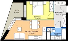 2 pokoje, mieszkanie 37,20 m², piętro 3, oferta nr 15/68, Marcova Connect, Kraków, Podgórze Duchackie, Wola Duchacka, ul. Marcowa