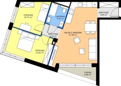 3 pokoje, mieszkanie 62,18 m², piętro 5, oferta nr 15/76, Marcova Connect, Kraków, Podgórze Duchackie, Wola Duchacka, ul. Marcowa