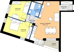 3 pokoje, mieszkanie 63,23 m², piętro 3, oferta nr 15/66, Marcova Connect, Kraków, Podgórze Duchackie, Wola Duchacka, ul. Marcowa