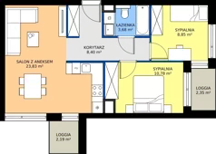 3 pokoje, mieszkanie 55,54 m², piętro 2, oferta nr 15/43, Marcova Connect, Kraków, Podgórze Duchackie, Wola Duchacka, ul. Marcowa