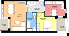 2 pokoje, mieszkanie 54,64 m², piętro 2, oferta nr 15/30, Marcova Connect, Kraków, Podgórze Duchackie, Wola Duchacka, ul. Marcowa