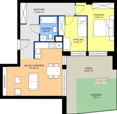 3 pokoje, mieszkanie 61,74 m², piętro 1, oferta nr 15/40, Marcova Connect, Kraków, Podgórze Duchackie, Wola Duchacka, ul. Marcowa