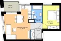 2 pokoje, mieszkanie 42,01 m², piętro 3, oferta nr 15/13, Marcova Connect, Kraków, Podgórze Duchackie, Wola Duchacka, ul. Marcowa
