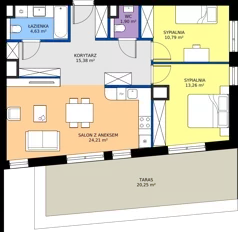 3 pokoje, mieszkanie 70,17 m², piętro 5, oferta nr 15/53, Marcova Connect, Kraków, Podgórze Duchackie, Wola Duchacka, ul. Marcowa