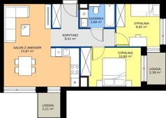 3 pokoje, mieszkanie 55,61 m², piętro 3, oferta nr 15/46, Marcova Connect, Kraków, Podgórze Duchackie, Wola Duchacka, ul. Marcowa