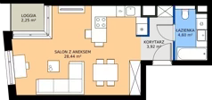 1 pokój, mieszkanie 36,96 m², piętro 2, oferta nr 15/45, Marcova Connect, Kraków, Podgórze Duchackie, Wola Duchacka, ul. Marcowa