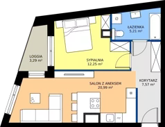 2 pokoje, mieszkanie 46,02 m², piętro 1, oferta nr 15/58, Marcova Connect, Kraków, Podgórze Duchackie, Wola Duchacka, ul. Marcowa