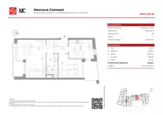 2 pokoje, mieszkanie 54,64 m², piętro 2, oferta nr 15/30, Marcova Connect, Kraków, Podgórze Duchackie, Wola Duchacka, ul. Marcowa