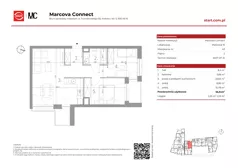 3 pokoje, mieszkanie 55,54 m², piętro 2, oferta nr 15/43, Marcova Connect, Kraków, Podgórze Duchackie, Wola Duchacka, ul. Marcowa