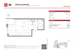 1 pokój, mieszkanie 36,96 m², piętro 2, oferta nr 15/45, Marcova Connect, Kraków, Podgórze Duchackie, Wola Duchacka, ul. Marcowa