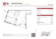 3 pokoje, mieszkanie 63,35 m², piętro 1, oferta nr 15/55, Marcova Connect, Kraków, Podgórze Duchackie, Wola Duchacka, ul. Marcowa