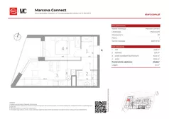 2 pokoje, mieszkanie 37,09 m², piętro 1, oferta nr 15/57, Marcova Connect, Kraków, Podgórze Duchackie, Wola Duchacka, ul. Marcowa