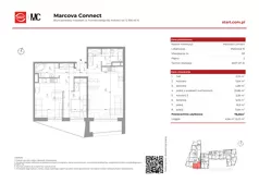 3 pokoje, mieszkanie 78,05 m², piętro 2, oferta nr 15/59, Marcova Connect, Kraków, Podgórze Duchackie, Wola Duchacka, ul. Marcowa