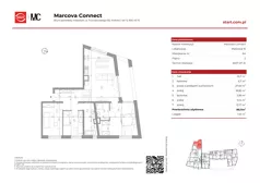 4 pokoje, mieszkanie 89,11 m², piętro 2, oferta nr 15/64, Marcova Connect, Kraków, Podgórze Duchackie, Wola Duchacka, ul. Marcowa