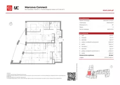 4 pokoje, mieszkanie 97,13 m², piętro 3, oferta nr 15/67, Marcova Connect, Kraków, Podgórze Duchackie, Wola Duchacka, ul. Marcowa