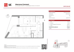 2 pokoje, mieszkanie 37,20 m², piętro 3, oferta nr 15/68, Marcova Connect, Kraków, Podgórze Duchackie, Wola Duchacka, ul. Marcowa