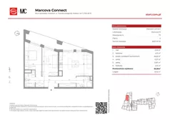 3 pokoje, mieszkanie 65,36 m², piętro 4, oferta nr 15/73, Marcova Connect, Kraków, Podgórze Duchackie, Wola Duchacka, ul. Marcowa