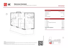 3 pokoje, mieszkanie 72,24 m², piętro 6, oferta nr 15/80, Marcova Connect, Kraków, Podgórze Duchackie, Wola Duchacka, ul. Marcowa