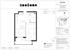 2 pokoje, apartament 46,81 m², piętro 1, oferta nr 67.4, Zbożowa, Gdynia, Cisowa, ul. Zbożowa