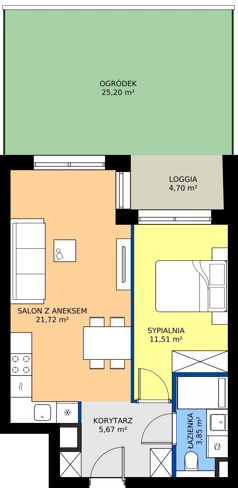 2 pokoje, mieszkanie 42,75 m², parter, oferta nr A3, Nowy Cegielski, Poznań, Wilda, ul. 28 Czerwca 1956 r.