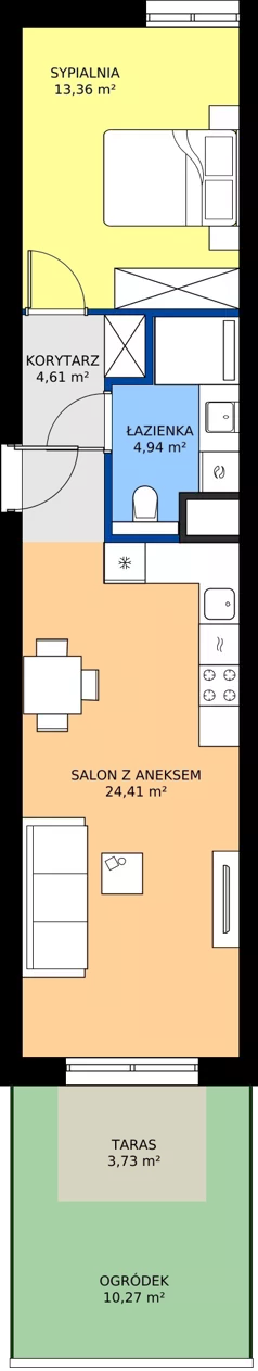 2 pokoje, mieszkanie 44,84 m², piętro 1, oferta nr A64, Nowy Cegielski, Poznań, Wilda, ul. 28 Czerwca 1956 r.