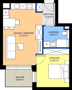 2 pokoje, mieszkanie 41,16 m², piętro 4, oferta nr A101, Nowy Cegielski, Poznań, Wilda, ul. 28 Czerwca 1956 r.